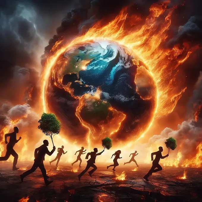 burning world, climate change, global warming