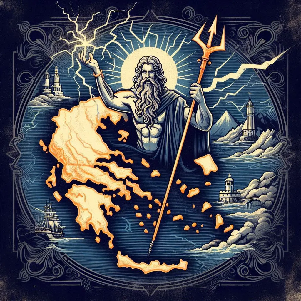 zeus, greek god, crete map