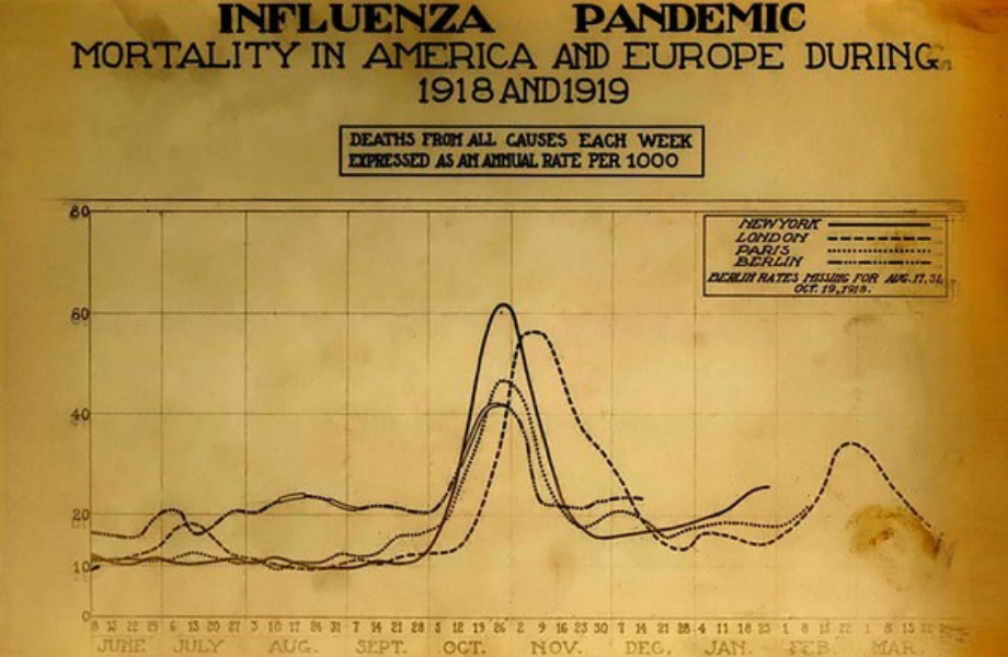 1918 salgını ölüm oranları, küresel influenza istatistikleri, New York Londra Paris Berlin, pandemi ölüm grafiği, İspanyol gribi verileri, influenza a nedir, influenza a pozitif ne demek