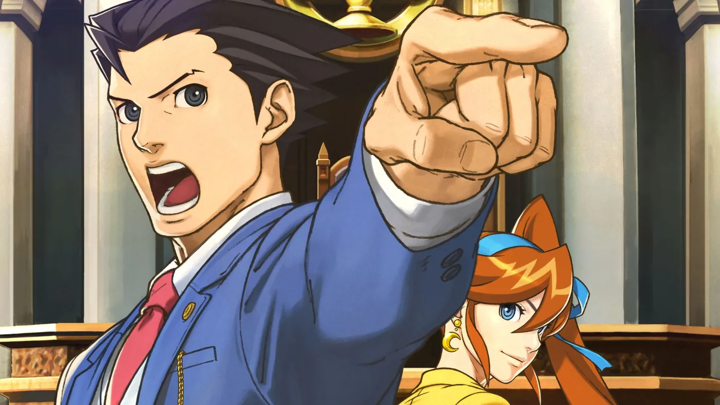 Courtroom artwork representing Ace Attorney Dual Destinies characters.
