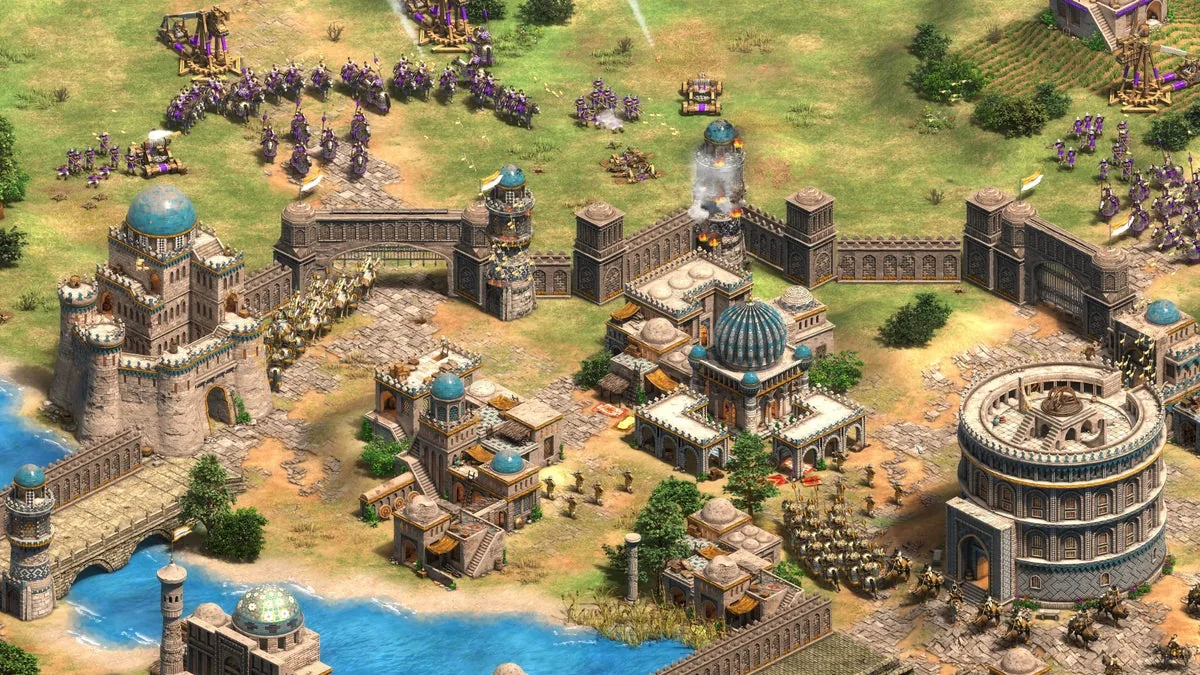 Key art from Age of Empires developer World's Edge showing historical battle units.