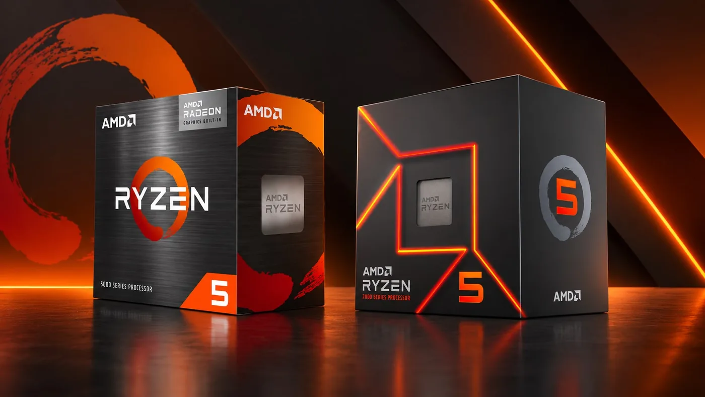 AMD Ryzen processor illustration accompanying coverage of the 5500F and 7500.