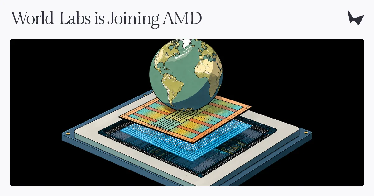 Announcement graphic for World Labs joining AMD to develop physical world models.