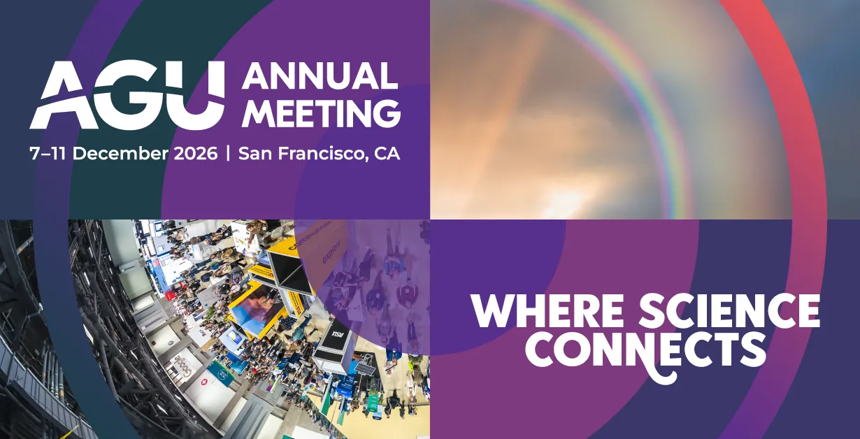 Promotional card for the American Geophysical Union 2026 annual meeting in San Francisco.