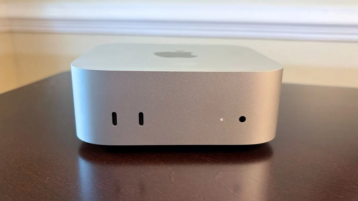 Rear ports and connectivity interface on the Apple Mac mini M6.