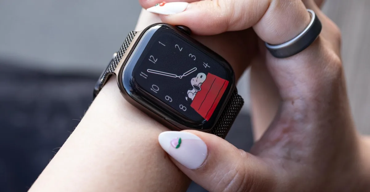 An Apple Watch unit featuring tactile response mechanisms powered by the Apple Taptic Engine.