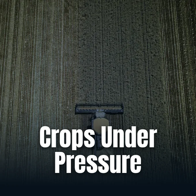 Agricultural crop fields published with The Conversation's report on Australian farming conditions.