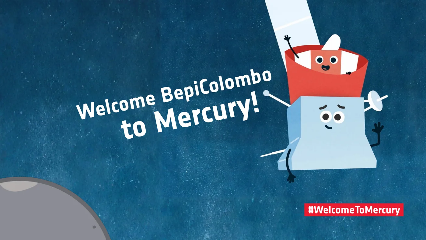 European Space Agency promotional visual for the BepiColombo Mercury arrival public outreach contest