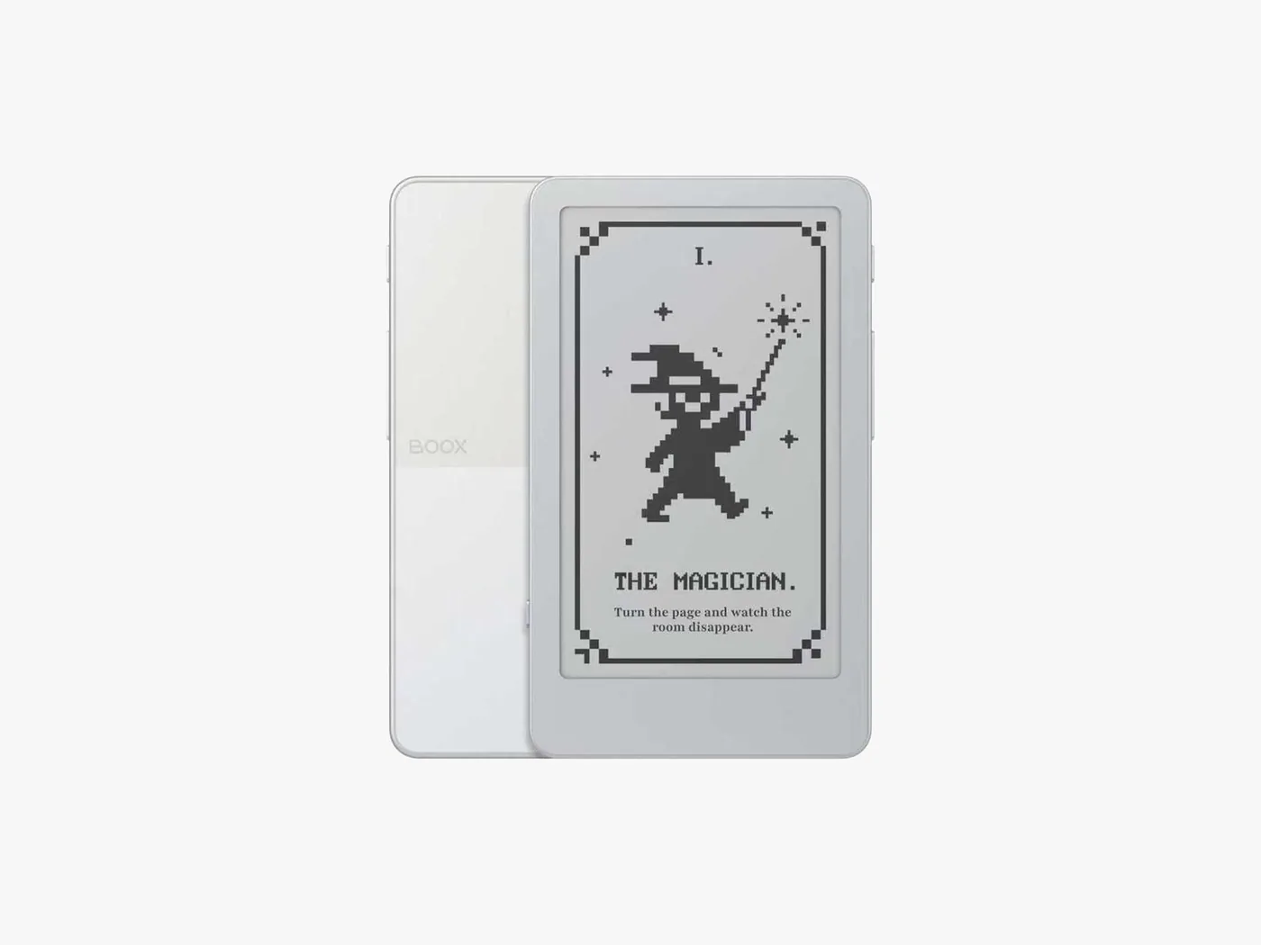 Boox Picco miniature e-reader showcased alongside official hardware details.