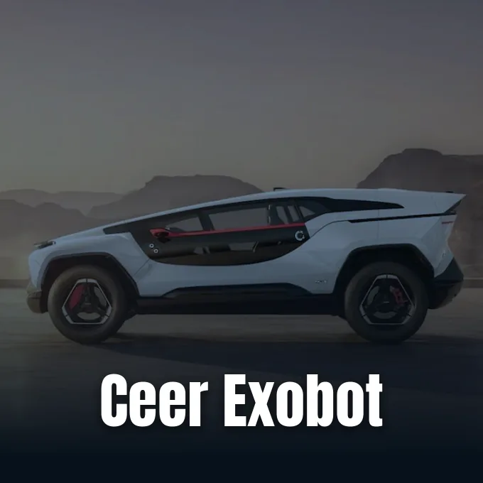 Ceer Exobot electric SUV and sedan show cars revealed by Saudi Arabia's EV brand.