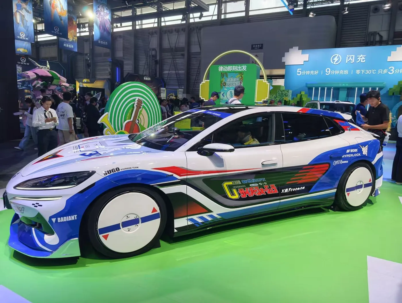 Automotive and gaming exhibition displays on the show floor during ChinaJoy 2026.