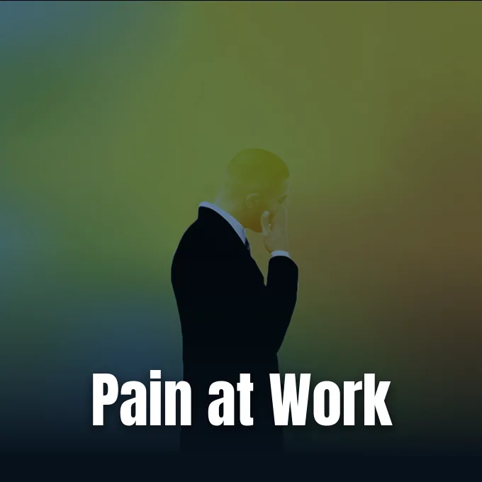 An editorial photograph from The Conversation illustrating employees managing chronic pain at work.