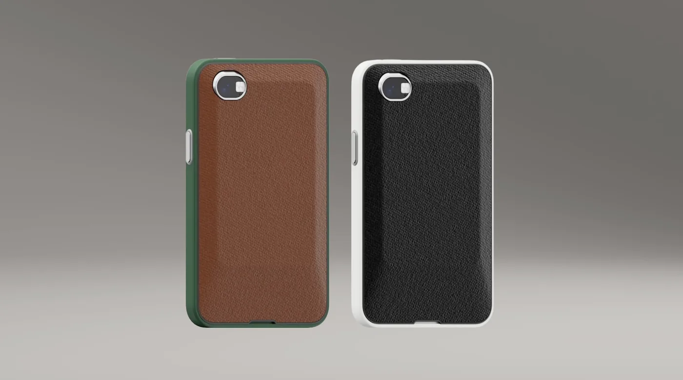Saffiano leather charging covers designed for the Clicks Communicator.