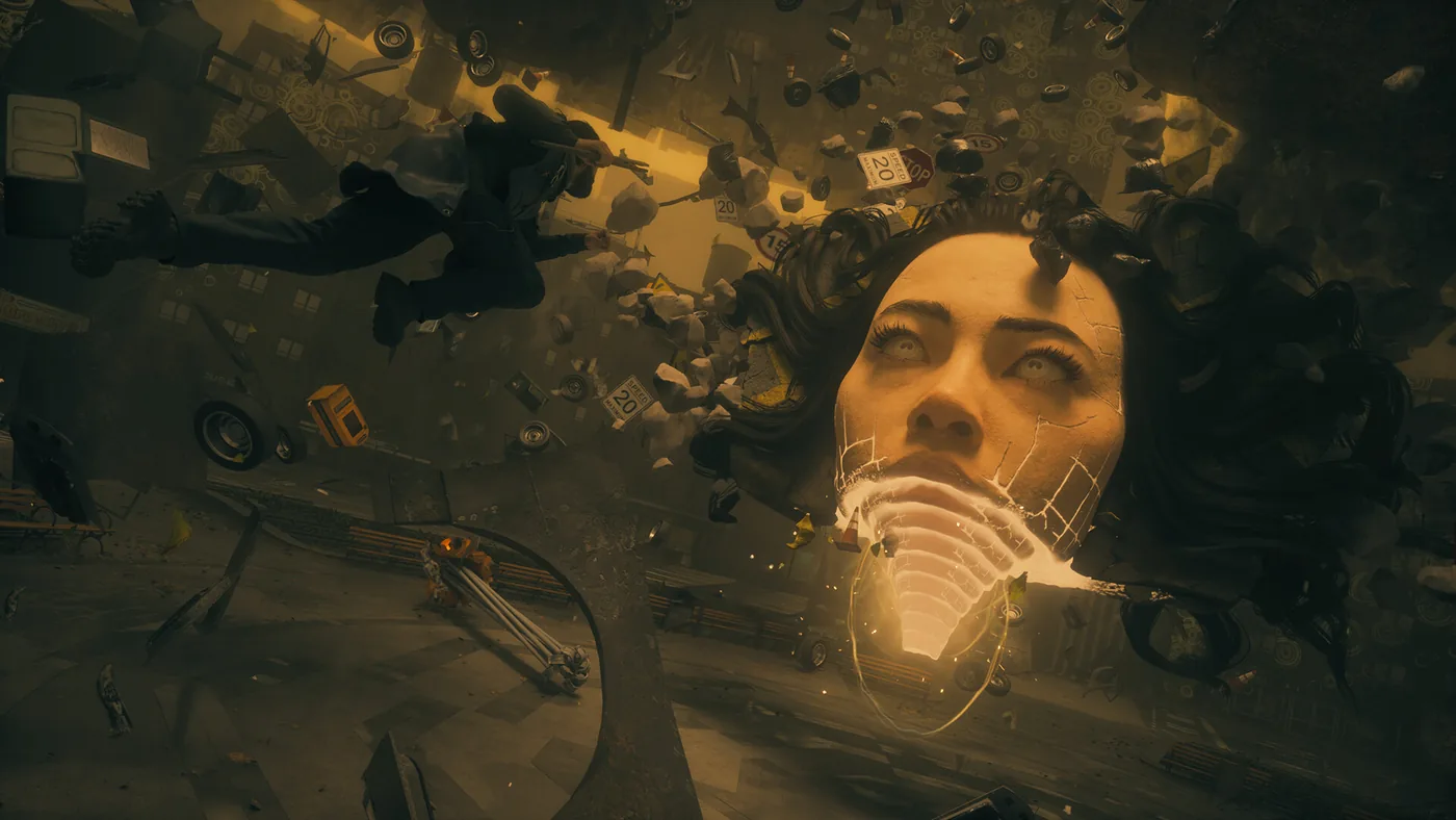 Gameplay scene within the Control Resonant world showing urban Manhattan streets.