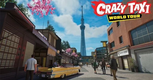 Promotional video visual for Crazy Taxi World Tour during Tokyo Game Show.