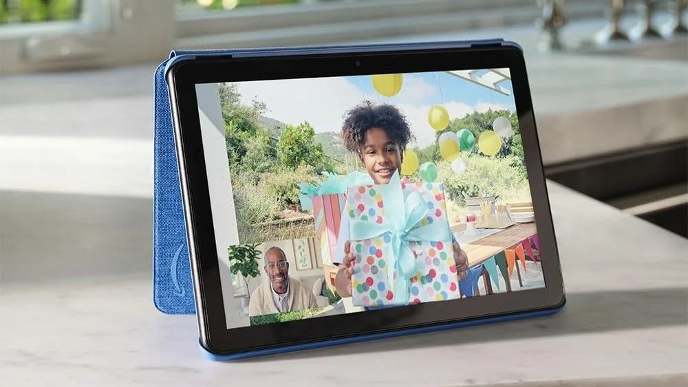 Amazon Fire HD 10 tablet display and frame.