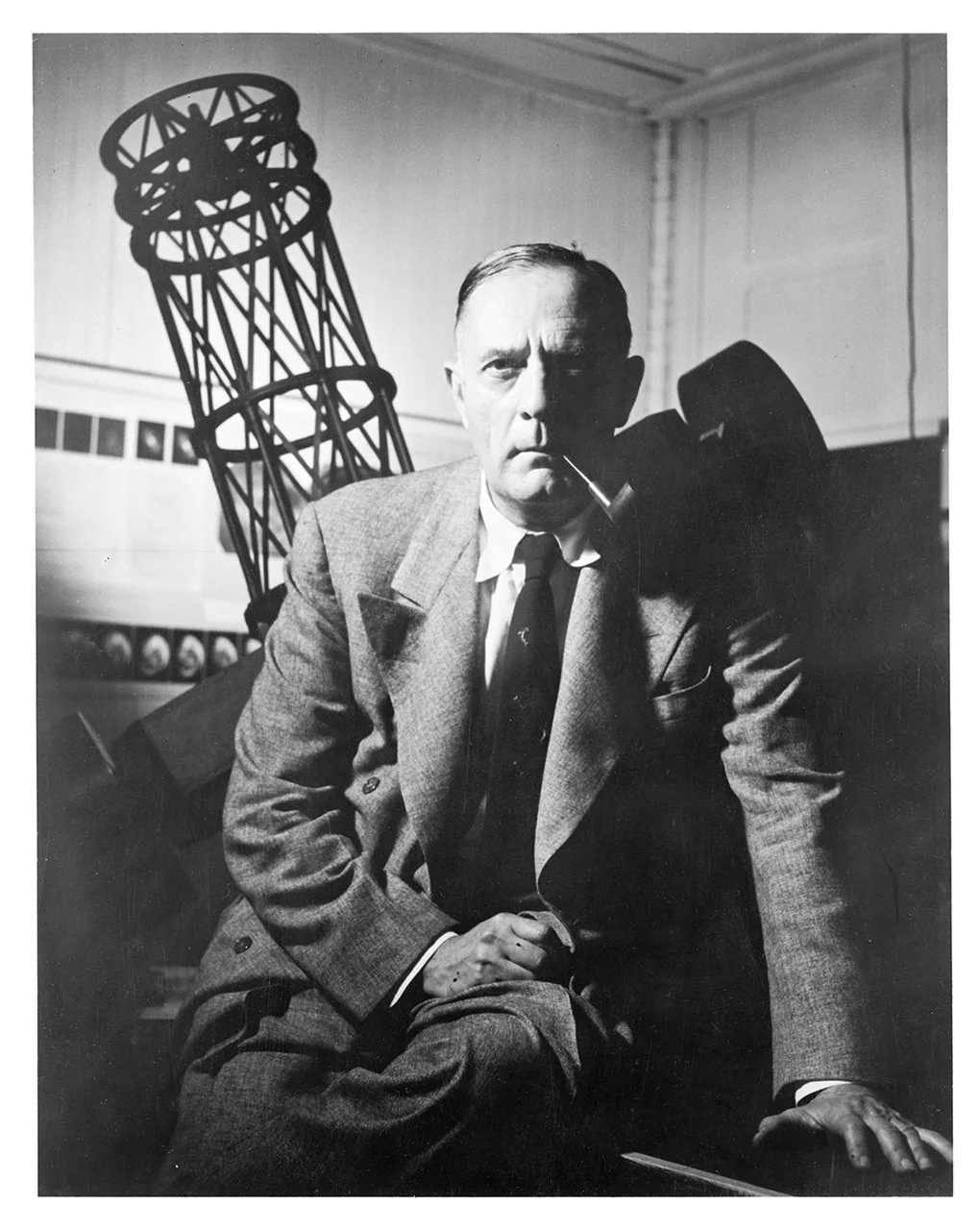 Archival portrait photograph of American astronomer Edwin Powell Hubble.