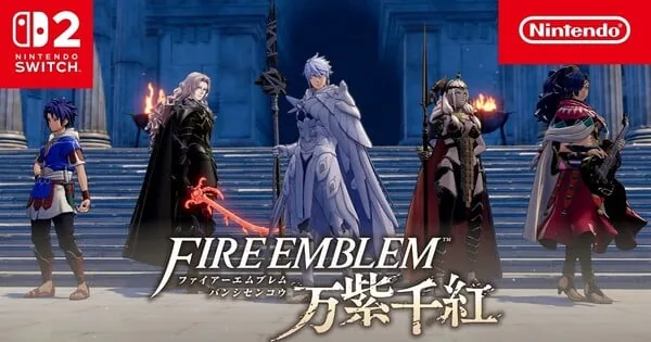 Promotional video graphic for Fire Emblem: Fortune's Weave showing tactical heroes.