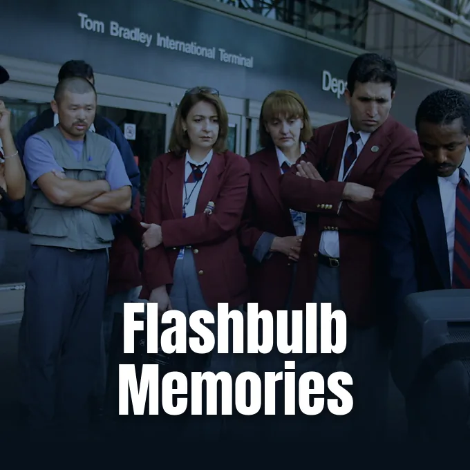 An editorial feature from The Conversation illustrating research into flashbulb memories and how people recall September 11.