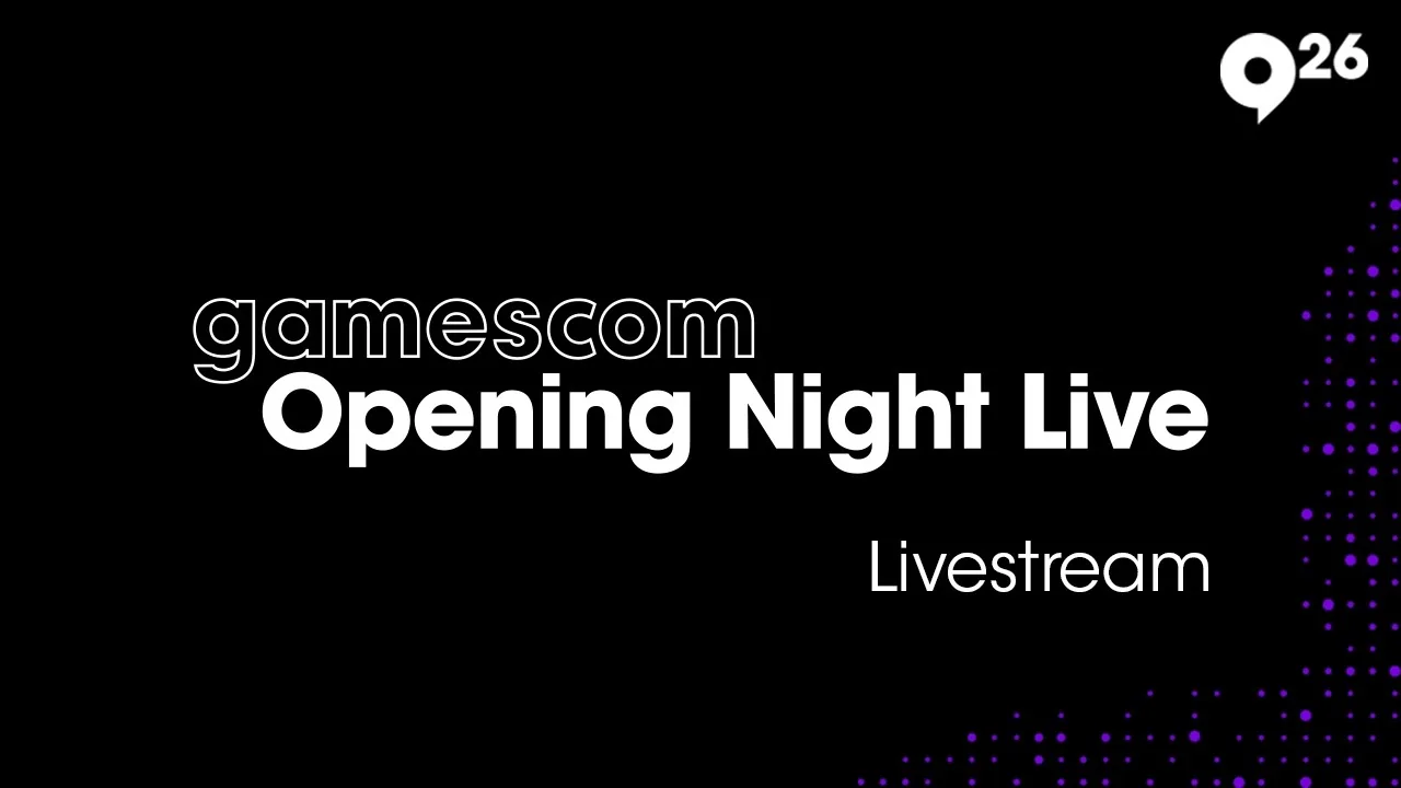Broadcast graphic for the Gamescom 2026 Opening Night Live hosted presentation.