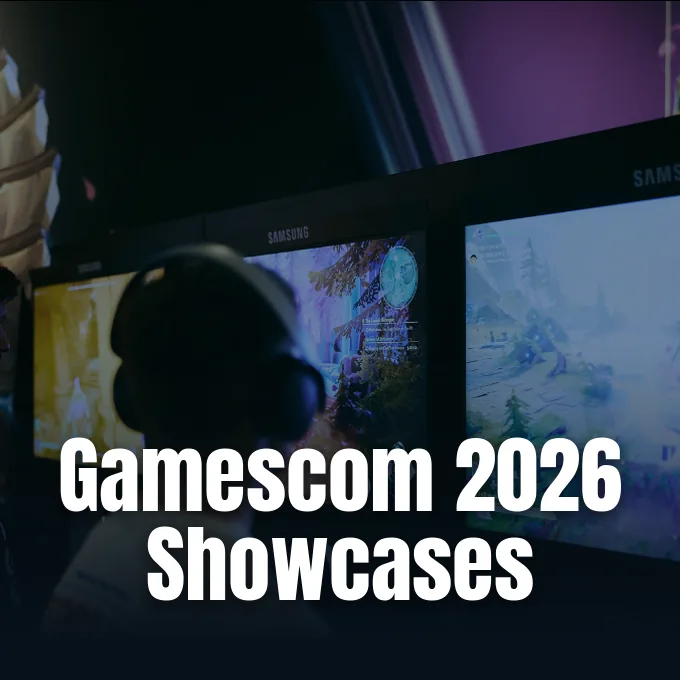 Official Gamescom 2026 promotional banner presented for the Cologne convention by Game Developer.