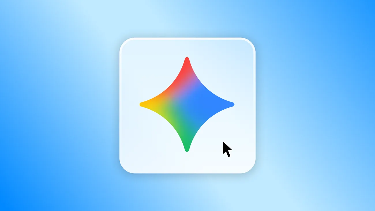 Google promotional artwork for the Gemini app for Windows.