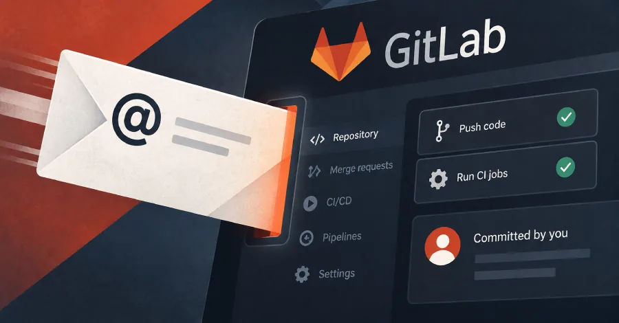 GitLab project email interface showing incoming email configuration options for repository issues.