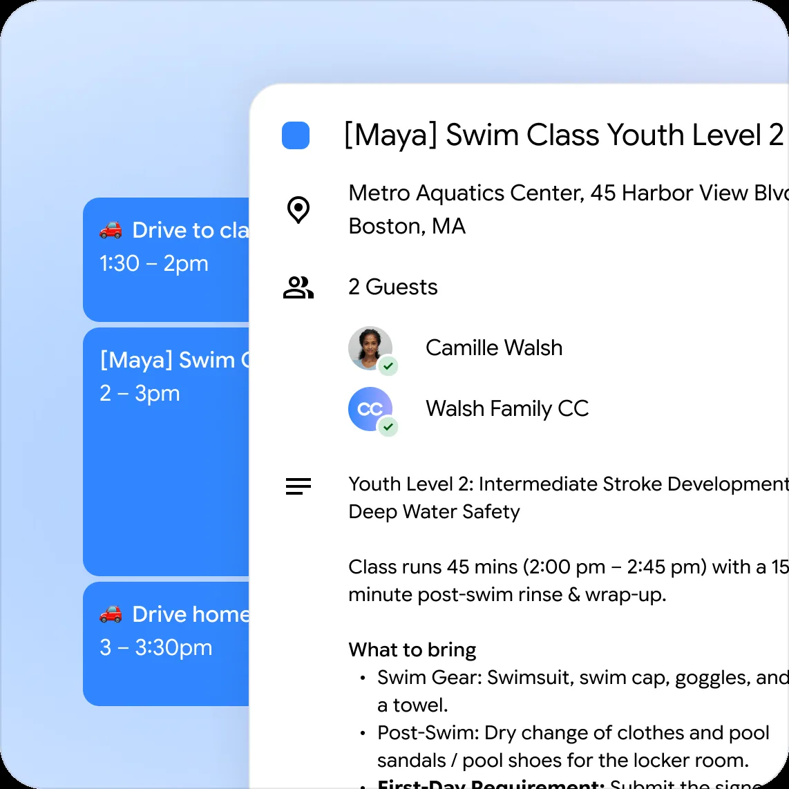 Workflow diagram showing the Google CC agent compiling shared school checklists and forms.