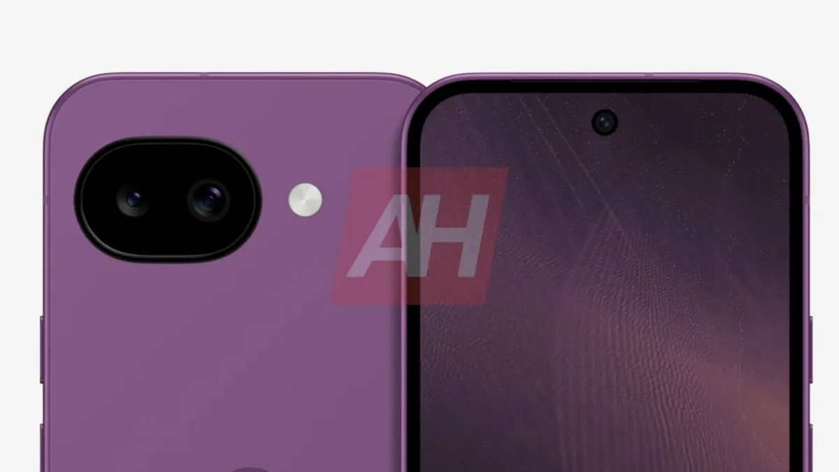 Google Pixel 11a render displaying the device chassis in a purple finish.
