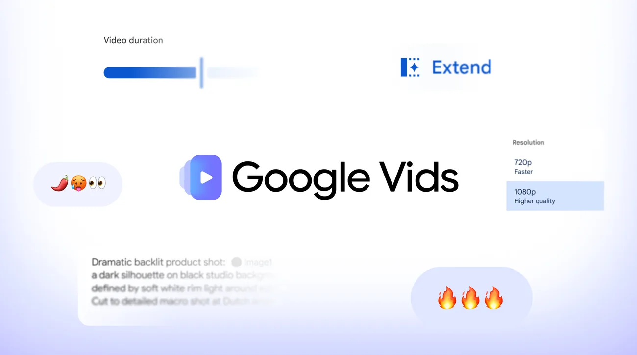 Official Google Workspace header illustrating the release of Gemini Omni in Google Vids AI.