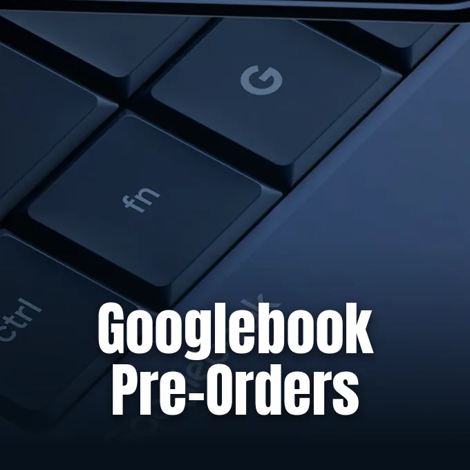 Promotional imagery published by Android Central covering Google's upcoming Googlebook laptop launch.