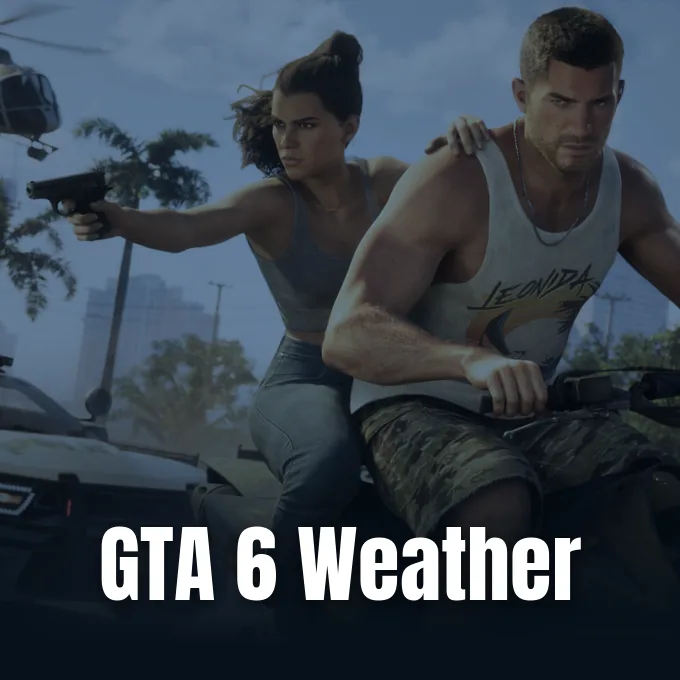 Grand Theft Auto 6 promotional art featuring the advanced weather system in Leonida.