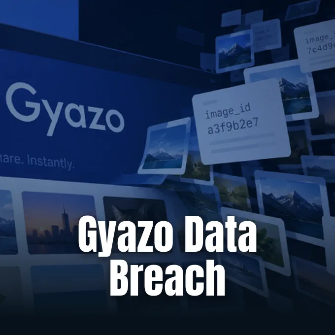Official Gyazo interface graphic illustrating the Gyazo data breach disclosed by Japanese software firm Helpfeel.