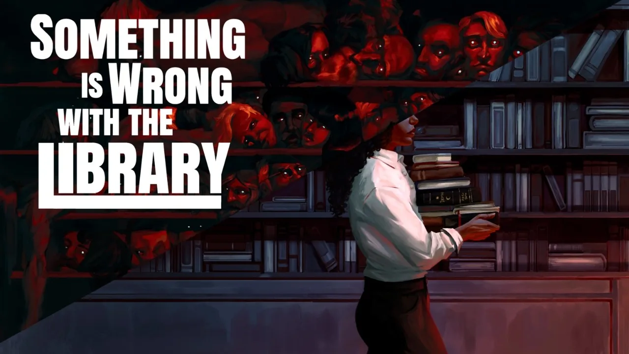 Haunted book sorting teaser trailer title card for Something is Wrong with the Library.