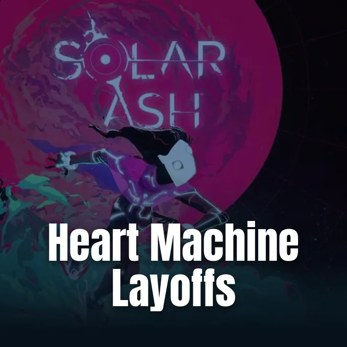 Heart Machine studio emblem displayed during coverage of the recent developer layoffs.
