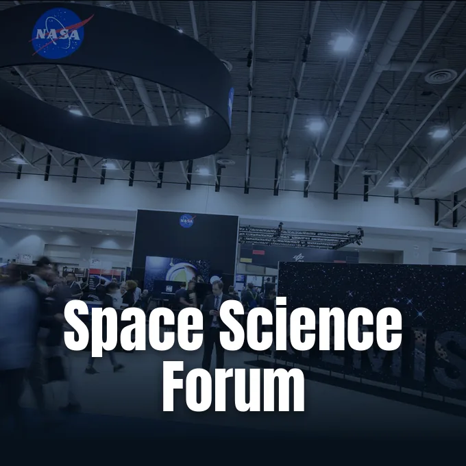Official NASA banner for the international space conference featuring exploration and aeronautics missions.