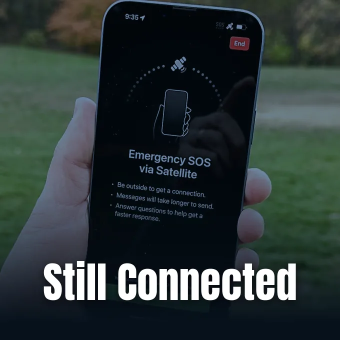 iPhone satellite access illustration accompanying 9to5Mac's coverage.