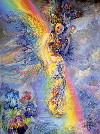 Historical artwork portraying the Olympian messenger goddess Iris holding her sacred water pitcher.