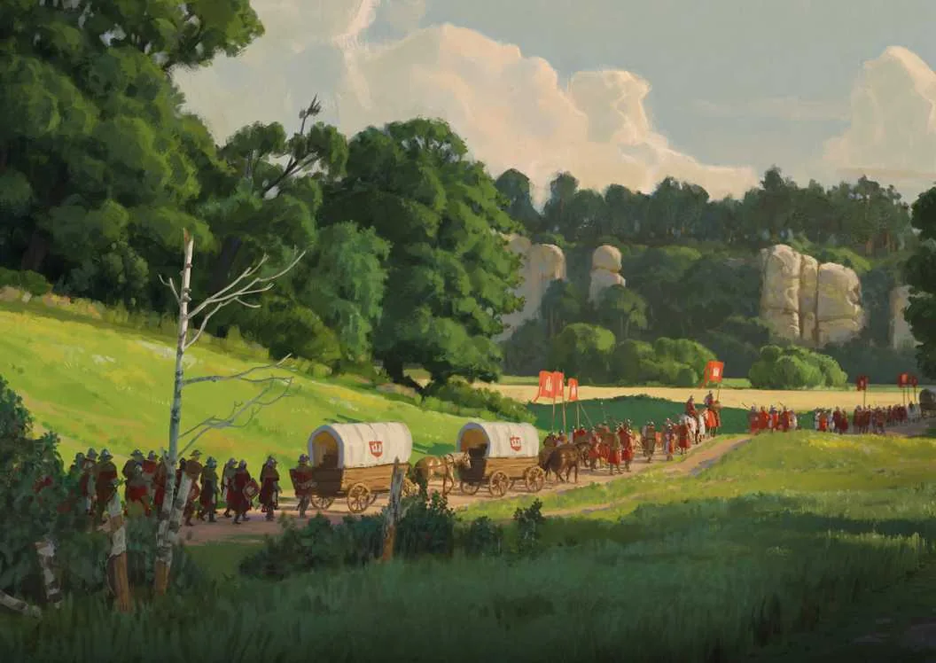 Concept art illustrating medieval architecture in Kingdom Come Deliverance 2.