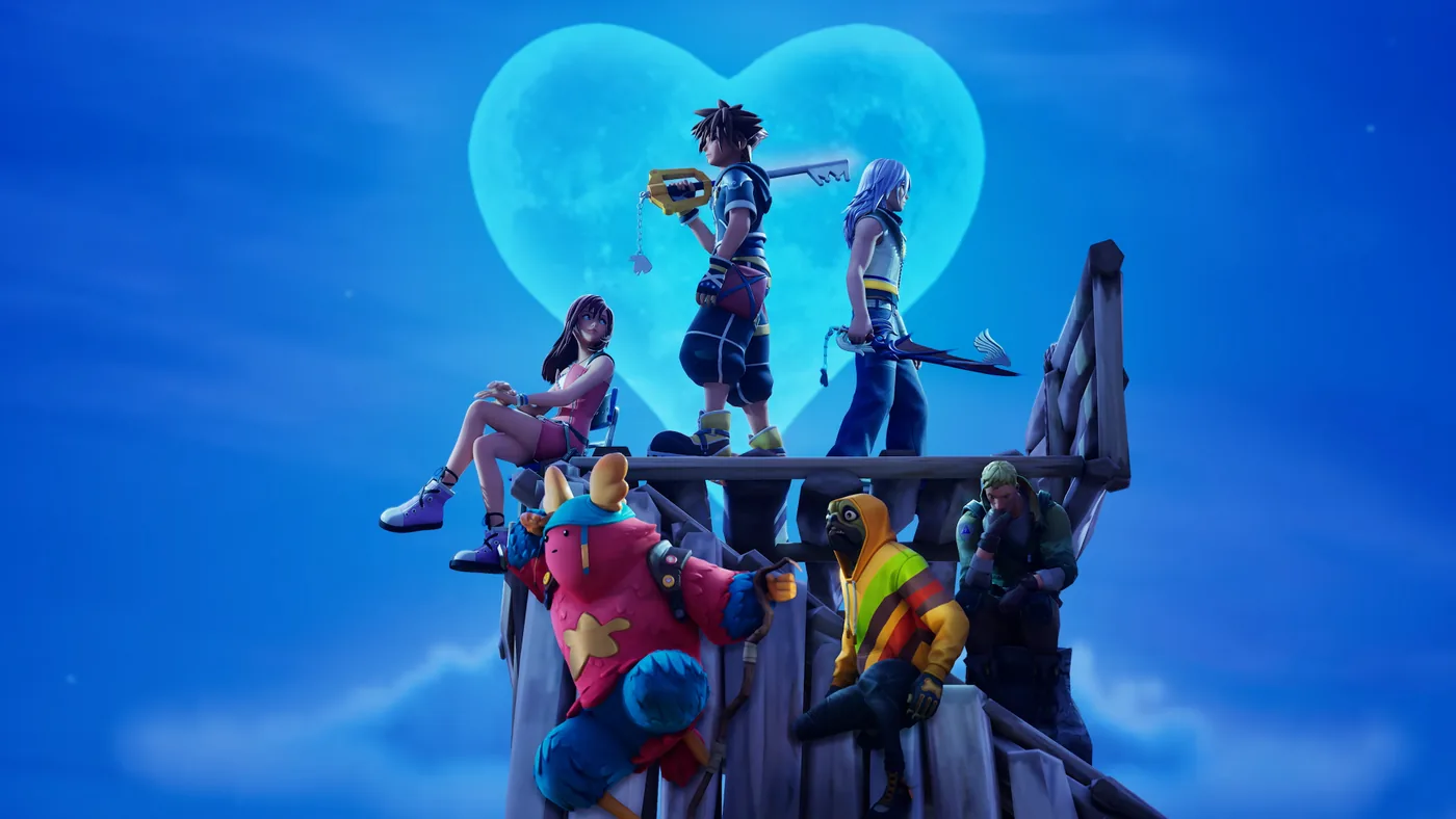 Promotional image featuring Kingdom Hearts characters in Fortnite.