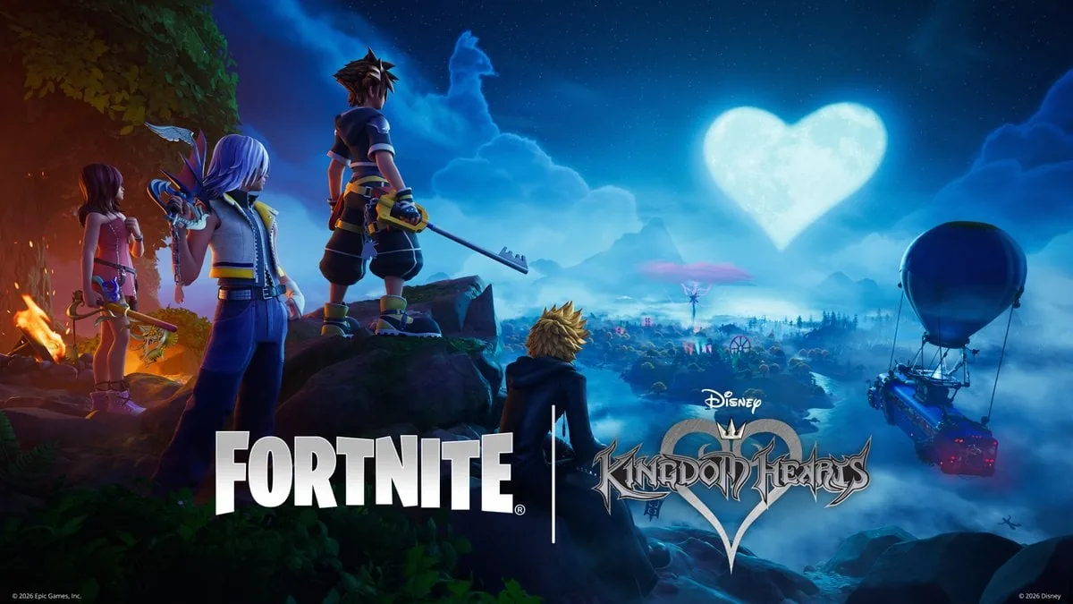 Promotional image of Sora, Kairi, and Riku in Fortnite.