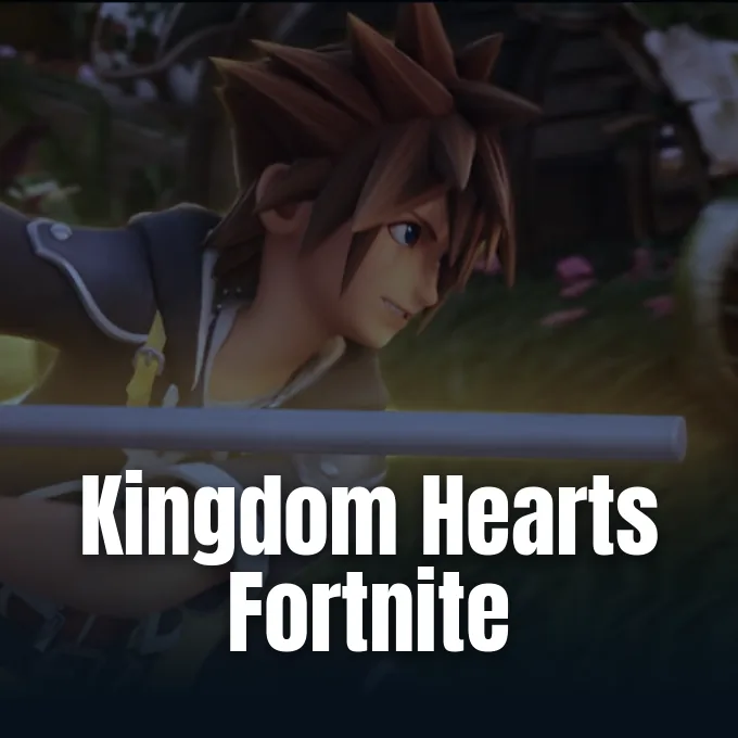 Official promotional artwork from Epic Games announcing the Kingdom Hearts Fortnite collab.