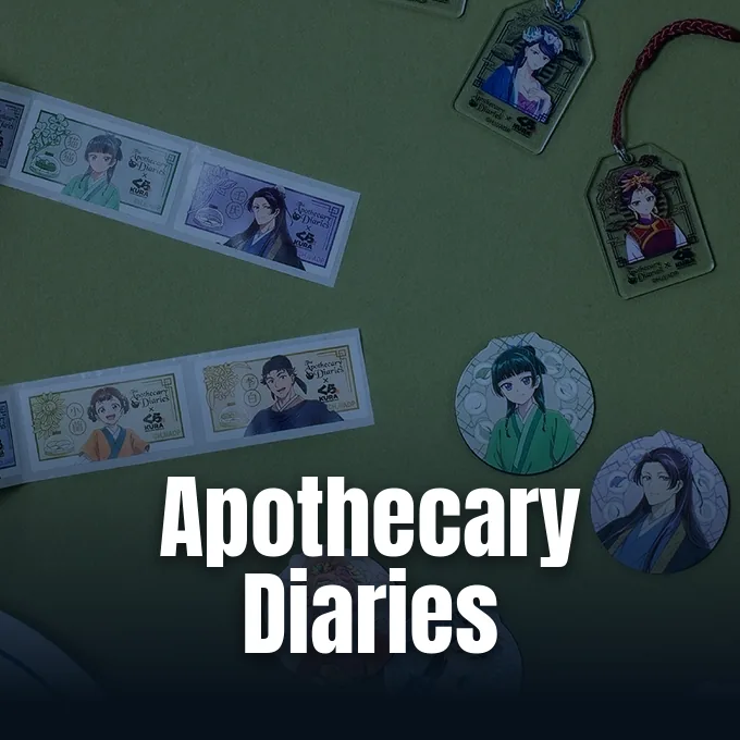 Official promotional visual from Kura Sushi USA announcing The Apothecary Diaries collaboration campaign.