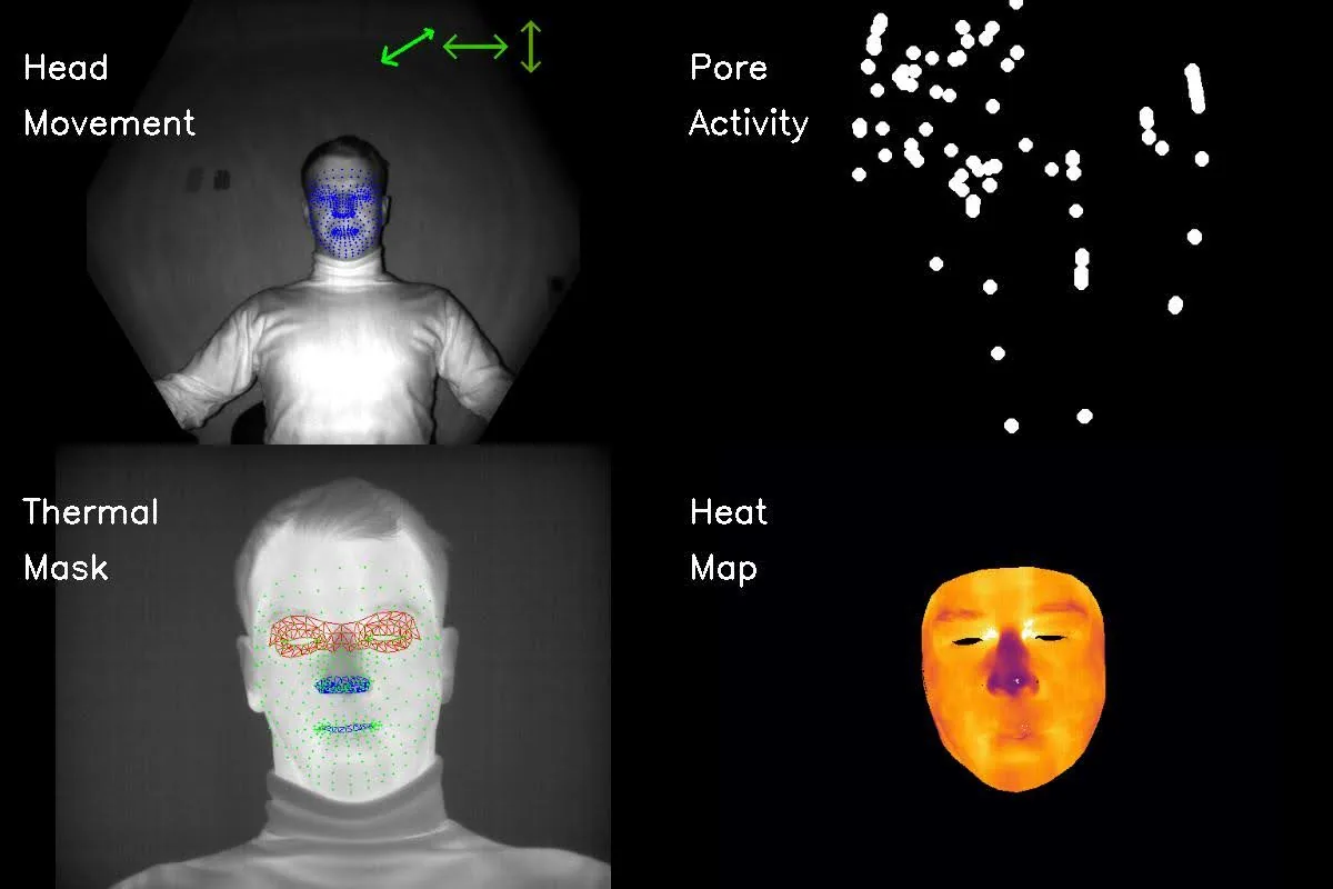 A sensor interface developed by Altec Research for non-contact lie detector test screening.