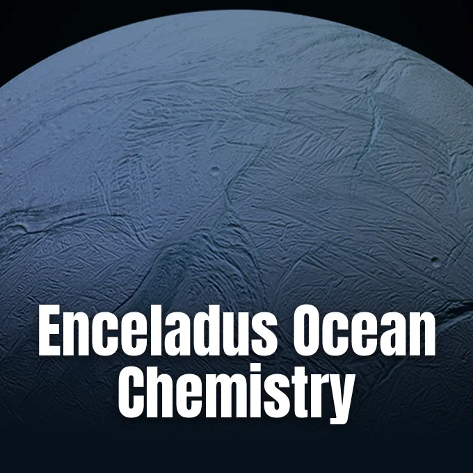 Saturn's moon Enceladus with subsurface ocean plumes investigated in the search for extraterrestrial life.