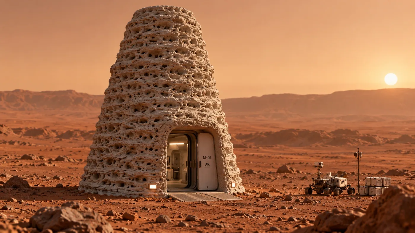 Image accompanying research coverage of yeast-based building materials for Mars habitats.