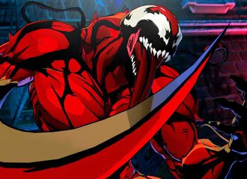 Carnage showcasing long-range attacks in Marvel Tokon Fighting Souls.