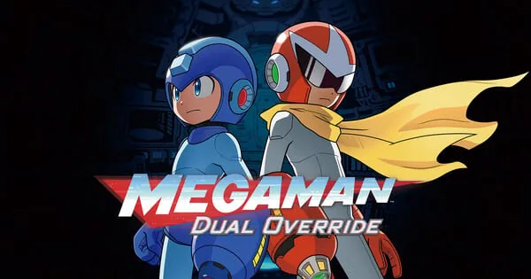 Promotional illustration for Mega Man Dual Override showing the title characters.