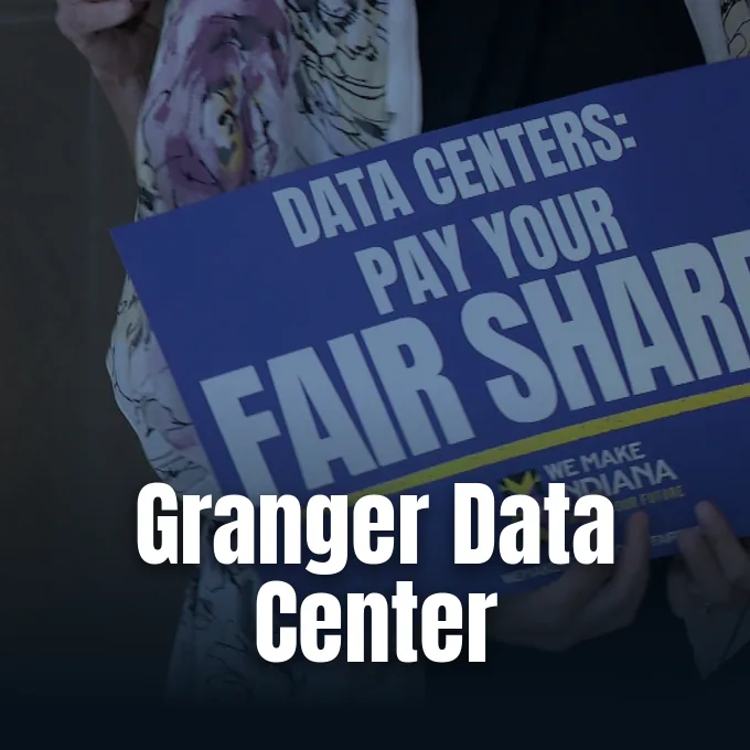 Futurism editorial graphic highlighting the Microsoft data center dispute in Indiana