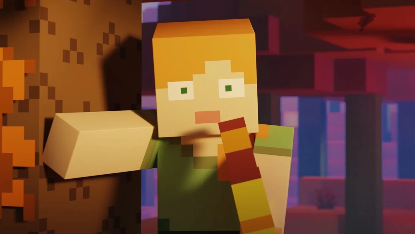 Minecraft gameplay screenshot featured in GamesRadar+ coverage of Mighty Mike Plays YouTube advertisements.